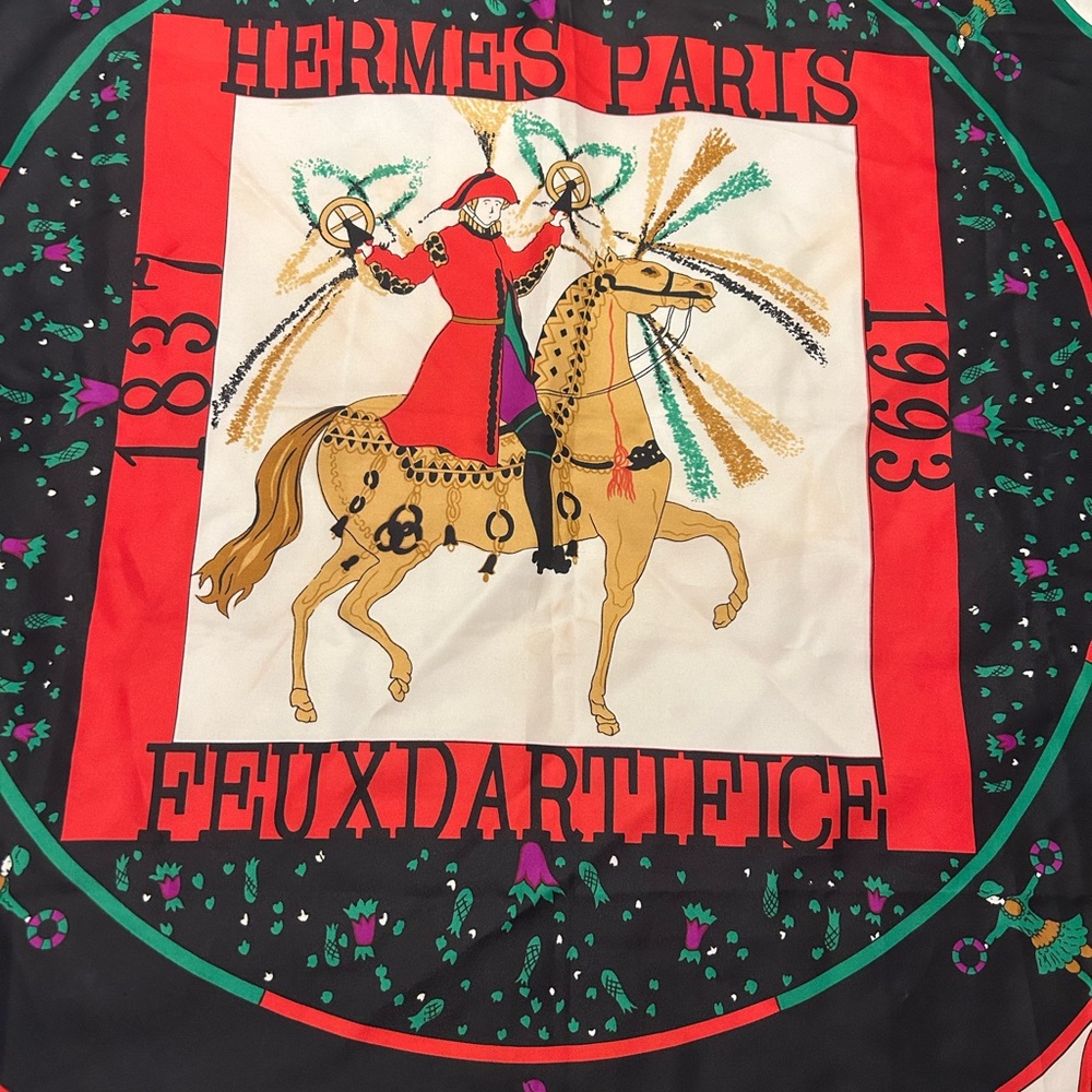 Hermes Multicolor Equestrian Scarf